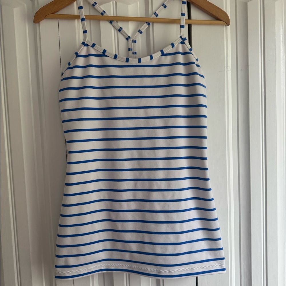 Blue and White Striped Lululemon Tank Top